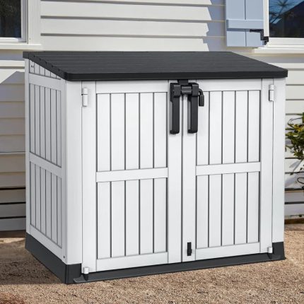 36 cu. ft. waterproof outdoor lateral storage, weatherproof utility shed