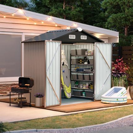 6.4 Ft. W X 4.0 Ft. D Steel Storage Shed With Door Lock And Floor