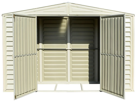 The DuraMax 10.5x5 Vinyl Shed Includes Foundation Floor Framing Kit!