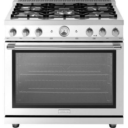 Superiore RL361GPW_S_ LA CUCINA 36″ Classic Pearl White Gas Range with 5 Burners and Convection Oven