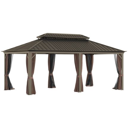 Sunmthink 12×20 ft Hardtop Gazebo with Double Roof, Steel and Aluminum Construction, Large Gazebo for Parties and Outdoors